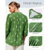 image:imageGRACE KARIN Boho Tops for Women Summer Dressy Casual Floral Blouses V Neck Button Up 34 Sleeve Shirts for VacationDark Green