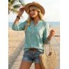 image:imageGRACE KARIN Boho Tops for Women Summer Dressy Casual Floral Blouses V Neck Button Up 34 Sleeve Shirts for VacationLight Green