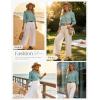 image:imageGRACE KARIN Boho Tops for Women Summer Dressy Casual Floral Blouses V Neck Button Up 34 Sleeve Shirts for VacationLight Green