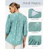 image:imageGRACE KARIN Boho Tops for Women Summer Dressy Casual Floral Blouses V Neck Button Up 34 Sleeve Shirts for VacationLight Green
