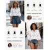 image:imageGRACE KARIN Boho Tops for Women Summer Dressy Casual Floral Blouses V Neck Button Up 34 Sleeve Shirts for VacationWhite Blue