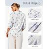 image:imageGRACE KARIN Boho Tops for Women Summer Dressy Casual Floral Blouses V Neck Button Up 34 Sleeve Shirts for VacationWhite Blue