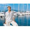 image:imageGRACE KARIN Boho Tops for Women Summer Dressy Casual Floral Blouses V Neck Button Up 34 Sleeve Shirts for VacationWhite Blue