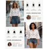 image:imageGRACE KARIN Boho Tops for Women Summer Dressy Casual Floral Blouses V Neck Button Up 34 Sleeve Shirts for VacationWhite Brown