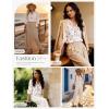 image:imageGRACE KARIN Boho Tops for Women Summer Dressy Casual Floral Blouses V Neck Button Up 34 Sleeve Shirts for VacationWhite Brown