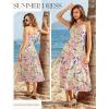 image:imageGRACE KARIN Summer Dresses for Women 2026 Beach Vacation Floral Sundresses Casual Boho Flowy Maxi Clothes with PocketsApricot Red Floral