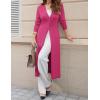 image:imageGRACE KARIN Womens Long Cardigan Trendy Lightweight Knit Dusters Coat V Neck Button Up Sweater Maxi DressRose Red