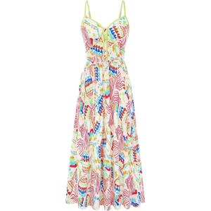 image:imageGRACE KARIN Summer Dresses for Women 2026 Beach Vacation Floral Sundresses Casual Boho Flowy Maxi Clothes with PocketsApricot Red Floral