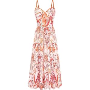image:imageGRACE KARIN Summer Dresses for Women 2026 Beach Vacation Floral Sundresses Casual Boho Flowy Maxi Clothes with PocketsOrange White Floral