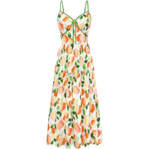 image:imageGRACE KARIN Summer Dresses for Women 2026 Beach Vacation Floral Sundresses Casual Boho Flowy Maxi Clothes with PocketsPink Green Floral