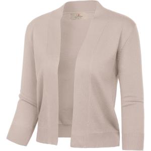 image:imageGRACE KARIN Women Cardigan Sweaters Lightweight Knit Cropped Cardigans Trendy 34 Sleeve Shrug Bolero S3XLLight Tan