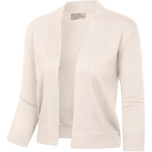 image:imageGRACE KARIN Women Cardigan Sweaters Lightweight Knit Cropped Cardigans Trendy 34 Sleeve Shrug Bolero S3XLOatmeal White