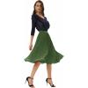 image:imageGRACE KARIN Pleated Midi Skirt for WomenSummer Chiffon Elastic High Waist Knee Length Skirts Swing ALine Boho OutfitsAmry Green