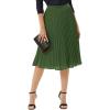 image:imageGRACE KARIN Pleated Midi Skirt for WomenSummer Chiffon Elastic High Waist Knee Length Skirts Swing ALine Boho OutfitsAmry Green
