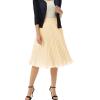 image:imageGRACE KARIN Pleated Midi Skirt for WomenSummer Chiffon Elastic High Waist Knee Length Skirts Swing ALine Boho OutfitsApricot
