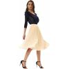 image:imageGRACE KARIN Pleated Midi Skirt for WomenSummer Chiffon Elastic High Waist Knee Length Skirts Swing ALine Boho OutfitsApricot