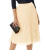 image:imageGRACE KARIN Pleated Midi Skirt for WomenSummer Chiffon Elastic High Waist Knee Length Skirts Swing ALine Boho OutfitsApricot
