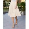 image:imageGRACE KARIN Pleated Midi Skirt for WomenSummer Chiffon Elastic High Waist Knee Length Skirts Swing ALine Boho OutfitsBeige