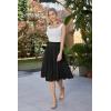 image:imageGRACE KARIN Pleated Midi Skirt for WomenSummer Chiffon Elastic High Waist Knee Length Skirts Swing ALine Boho OutfitsBlack
