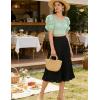 image:imageGRACE KARIN Pleated Midi Skirt for WomenSummer Chiffon Elastic High Waist Knee Length Skirts Swing ALine Boho OutfitsBlack