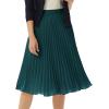 image:imageGRACE KARIN Pleated Midi Skirt for WomenSummer Chiffon Elastic High Waist Knee Length Skirts Swing ALine Boho OutfitsBlackish Green