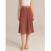 image:imageGRACE KARIN Pleated Midi Skirt for WomenSummer Chiffon Elastic High Waist Knee Length Skirts Swing ALine Boho OutfitsBrown