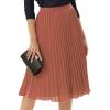 image:imageGRACE KARIN Pleated Midi Skirt for WomenSummer Chiffon Elastic High Waist Knee Length Skirts Swing ALine Boho OutfitsBrown