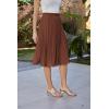 image:imageGRACE KARIN Pleated Midi Skirt for WomenSummer Chiffon Elastic High Waist Knee Length Skirts Swing ALine Boho OutfitsCaramel