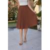 image:imageGRACE KARIN Pleated Midi Skirt for WomenSummer Chiffon Elastic High Waist Knee Length Skirts Swing ALine Boho OutfitsCaramel