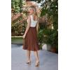 image:imageGRACE KARIN Pleated Midi Skirt for WomenSummer Chiffon Elastic High Waist Knee Length Skirts Swing ALine Boho OutfitsCaramel