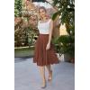image:imageGRACE KARIN Pleated Midi Skirt for WomenSummer Chiffon Elastic High Waist Knee Length Skirts Swing ALine Boho OutfitsCaramel