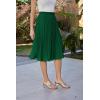 image:imageGRACE KARIN Pleated Midi Skirt for WomenSummer Chiffon Elastic High Waist Knee Length Skirts Swing ALine Boho OutfitsDark Green