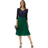 image:imageGRACE KARIN Pleated Midi Skirt for WomenSummer Chiffon Elastic High Waist Knee Length Skirts Swing ALine Boho OutfitsDark Green