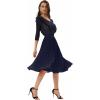 image:imageGRACE KARIN Pleated Midi Skirt for WomenSummer Chiffon Elastic High Waist Knee Length Skirts Swing ALine Boho OutfitsDark Navy