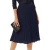 image:imageGRACE KARIN Pleated Midi Skirt for WomenSummer Chiffon Elastic High Waist Knee Length Skirts Swing ALine Boho OutfitsDark Navy