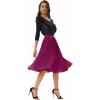 image:imageGRACE KARIN Pleated Midi Skirt for WomenSummer Chiffon Elastic High Waist Knee Length Skirts Swing ALine Boho OutfitsDark Purple