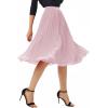 image:imageGRACE KARIN Pleated Midi Skirt for WomenSummer Chiffon Elastic High Waist Knee Length Skirts Swing ALine Boho OutfitsDark Rose Pink