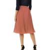 image:imageGRACE KARIN Pleated Midi Skirt for WomenSummer Chiffon Elastic High Waist Knee Length Skirts Swing ALine Boho OutfitsDark Salmon