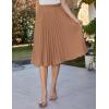 image:imageGRACE KARIN Pleated Midi Skirt for WomenSummer Chiffon Elastic High Waist Knee Length Skirts Swing ALine Boho OutfitsDeep Khaki