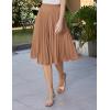image:imageGRACE KARIN Pleated Midi Skirt for WomenSummer Chiffon Elastic High Waist Knee Length Skirts Swing ALine Boho OutfitsDeep Khaki
