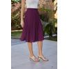 image:imageGRACE KARIN Pleated Midi Skirt for WomenSummer Chiffon Elastic High Waist Knee Length Skirts Swing ALine Boho OutfitsDeep Purple