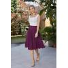 image:imageGRACE KARIN Pleated Midi Skirt for WomenSummer Chiffon Elastic High Waist Knee Length Skirts Swing ALine Boho OutfitsDeep Purple