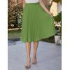 image:imageGRACE KARIN Pleated Midi Skirt for WomenSummer Chiffon Elastic High Waist Knee Length Skirts Swing ALine Boho OutfitsGrass Green