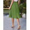 image:imageGRACE KARIN Pleated Midi Skirt for WomenSummer Chiffon Elastic High Waist Knee Length Skirts Swing ALine Boho OutfitsGrass Green
