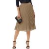 image:imageGRACE KARIN Pleated Midi Skirt for WomenSummer Chiffon Elastic High Waist Knee Length Skirts Swing ALine Boho OutfitsKhaki