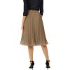image:imageGRACE KARIN Pleated Midi Skirt for WomenSummer Chiffon Elastic High Waist Knee Length Skirts Swing ALine Boho OutfitsKhaki