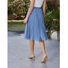 image:imageGRACE KARIN Pleated Midi Skirt for WomenSummer Chiffon Elastic High Waist Knee Length Skirts Swing ALine Boho OutfitsLake Blue