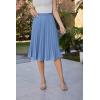 image:imageGRACE KARIN Pleated Midi Skirt for WomenSummer Chiffon Elastic High Waist Knee Length Skirts Swing ALine Boho OutfitsLake Blue
