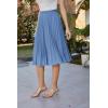 image:imageGRACE KARIN Pleated Midi Skirt for WomenSummer Chiffon Elastic High Waist Knee Length Skirts Swing ALine Boho OutfitsLake Blue