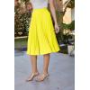 image:imageGRACE KARIN Pleated Midi Skirt for WomenSummer Chiffon Elastic High Waist Knee Length Skirts Swing ALine Boho OutfitsLemon Tonic